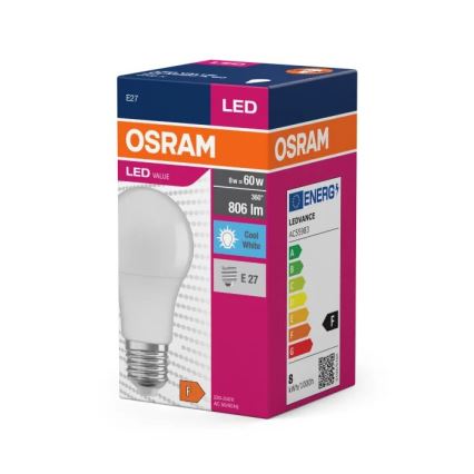 Bombilla LED VALUE A60 E27/8W/230V 4000K - Osram