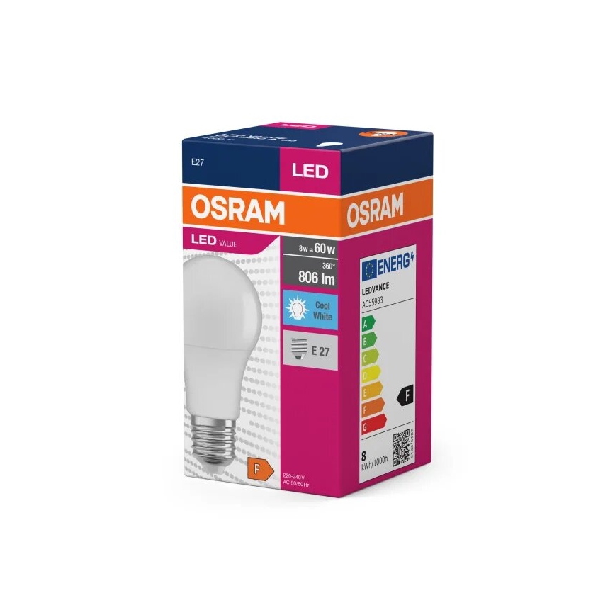 Bombilla LED VALUE A60 E27/8W/230V 4000K - Osram