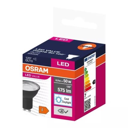 Bombilla LED VALUE PAR16 GU10/6,9W/230V 6500K 120° negro - Ledvance