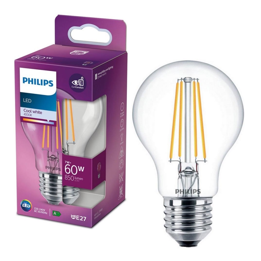 Bombilla LED VINTAGE Philips A60 E27/7W/230V 4000K