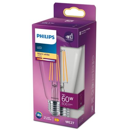 Bombilla LED VINTAGE Philips ST64 E27/7W/230V 2700K