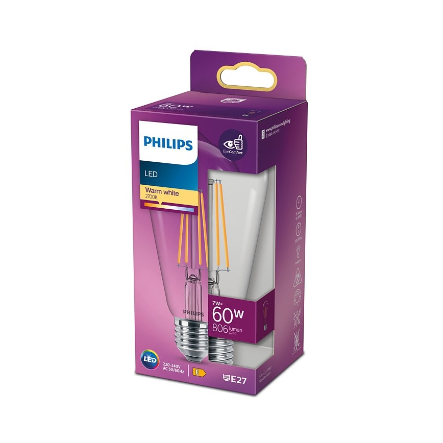 Bombilla LED VINTAGE Philips ST64 E27/7W/230V 2700K
