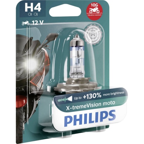 Lámpara moto Philips H-7 12v 55w X-tremeVision +130% luz