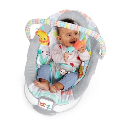 Bright Starts - Tumbona vibratoria infantil con melodía WHIMSICAL WILD