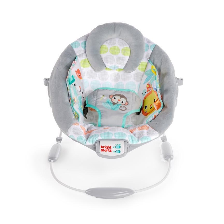 Bright Starts - Tumbona vibratoria infantil con melodía WHIMSICAL WILD