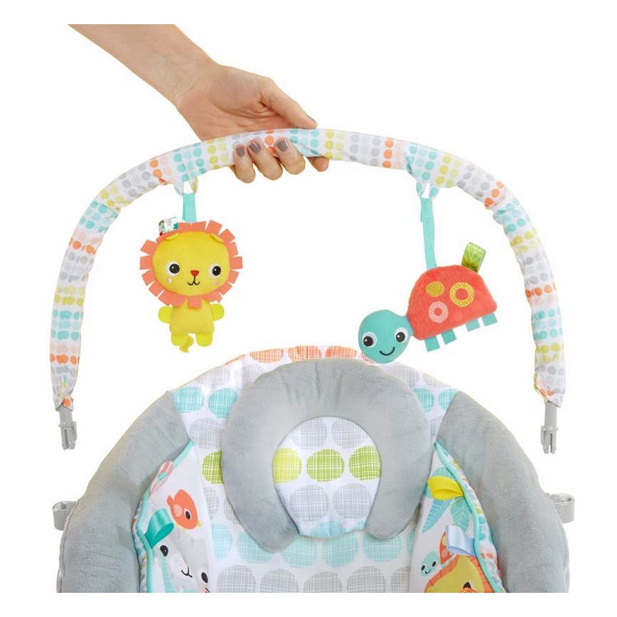 Bright Starts - Tumbona vibratoria infantil con melodía WHIMSICAL WILD