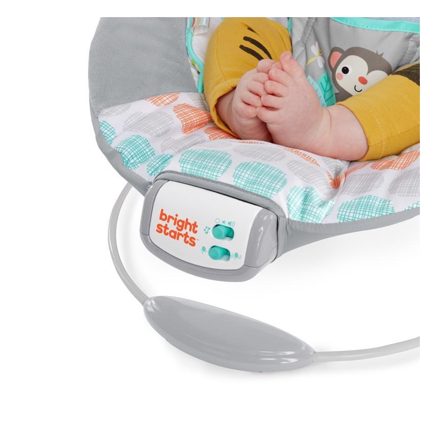 Bright Starts - Tumbona vibratoria infantil con melodía WHIMSICAL WILD