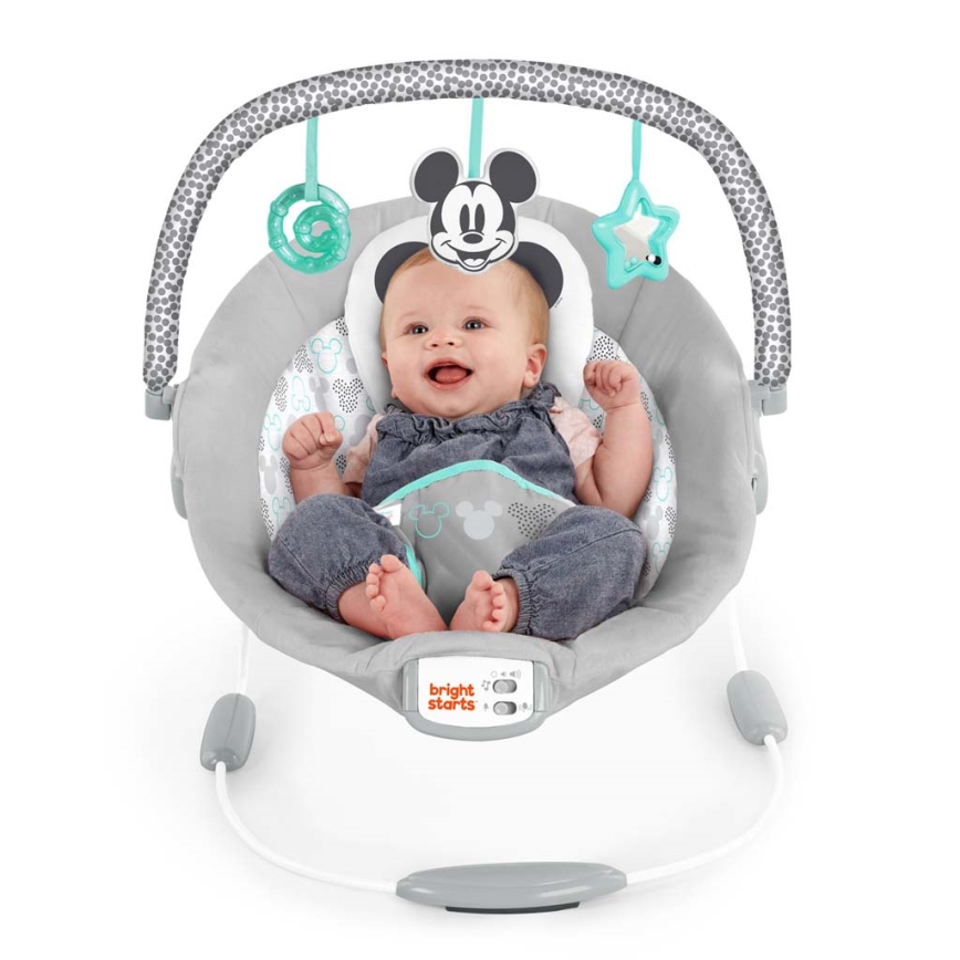 Bright Starts - Tumbona vibratoria para bebés con melodía MICKEY MOUSE 3xLR14