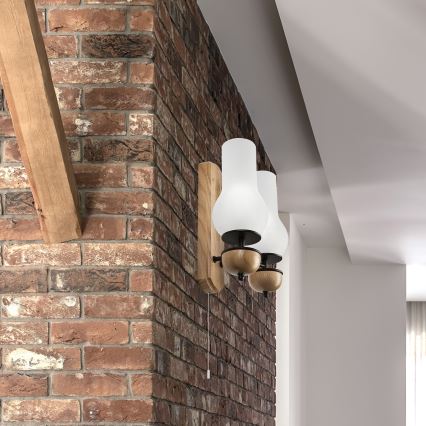 Brilagi - Aplique COTTAGE 2xE14/40W/230V roble/blanco