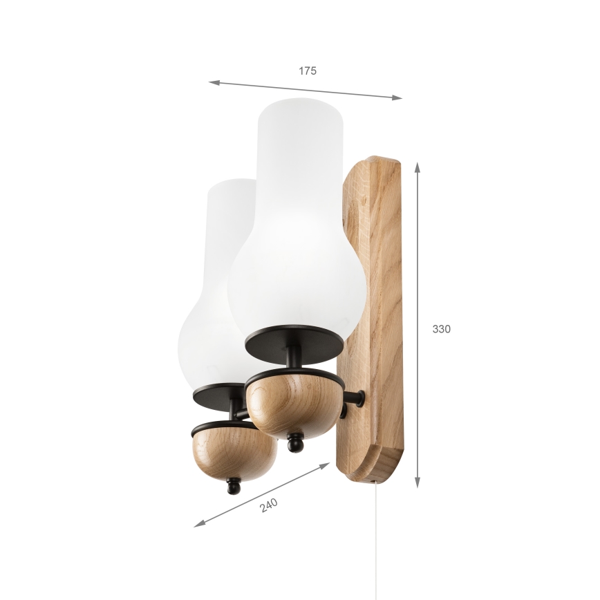 Brilagi - Aplique COTTAGE 2xE14/40W/230V roble/blanco