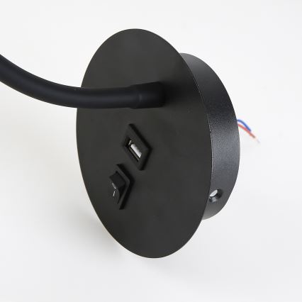 Brilagi - Aplique flexible LED con puerto USB MAYA LED/3W/230V negro