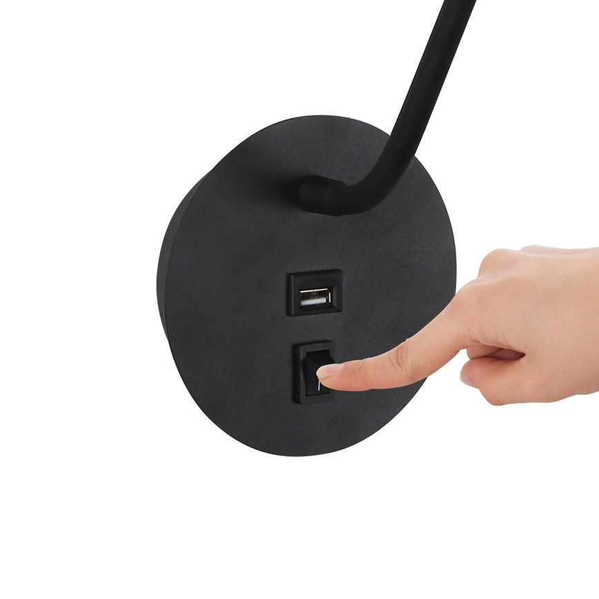 Brilagi - Aplique flexible LED con puerto USB MAYA LED/3W/230V negro