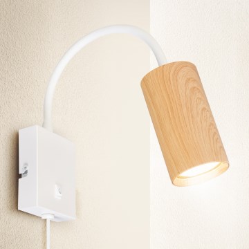 Brilagi - Aplique flexible SELE 1xGU10/30W/230V decoración blanco/roble