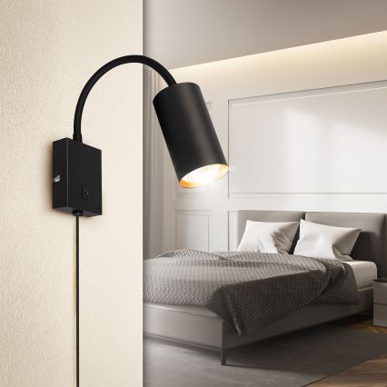 Brilagi - Aplique flexible SELE 1xGU10/30W/230V negro/dorado