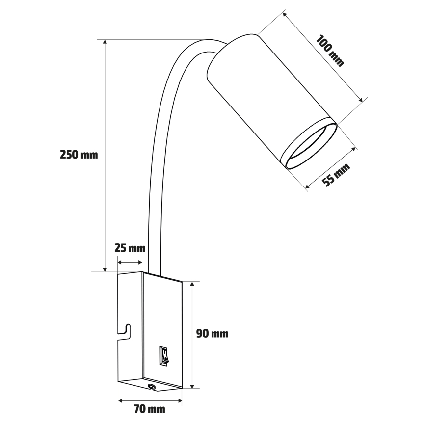 Brilagi - Aplique flexible SELE 1xGU10/30W/230V negro