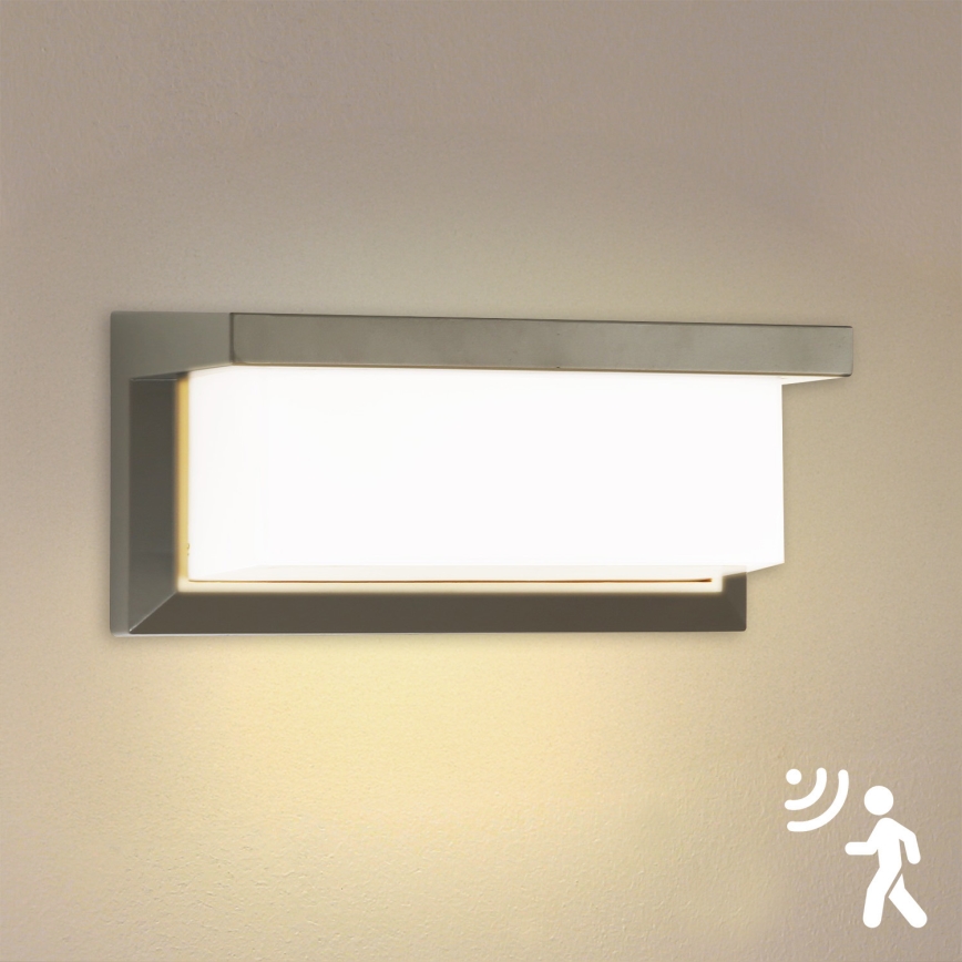 Brilagi - Aplique LED de exterior con sensor BRICKY LED/12W/230V gris IP54