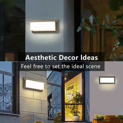 Brilagi - Aplique LED de exterior con sensor BRICKY LED/12W/230V gris IP54