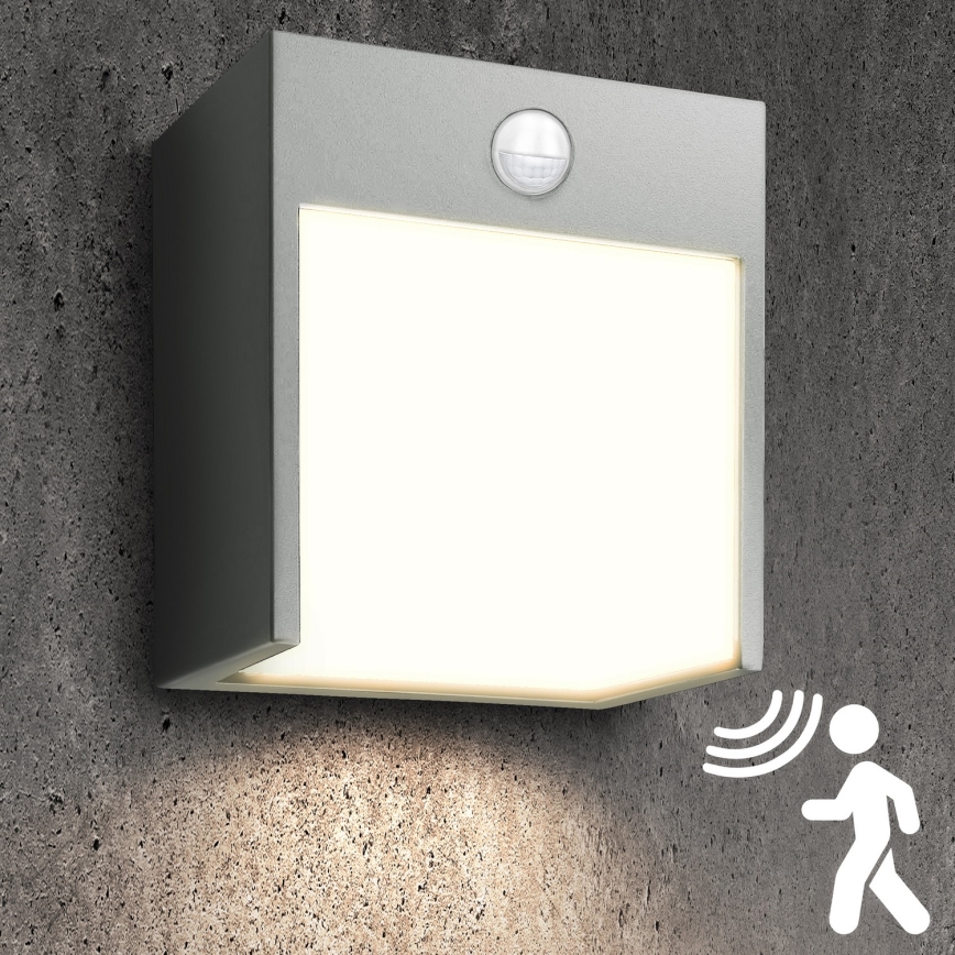 Brilagi - Aplique LED de exterior con sensor TERNI LED/12W/230V gris IP44