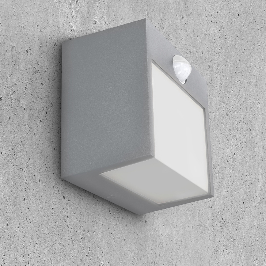 Brilagi - Aplique LED de exterior con sensor TERNI LED/12W/230V gris IP44