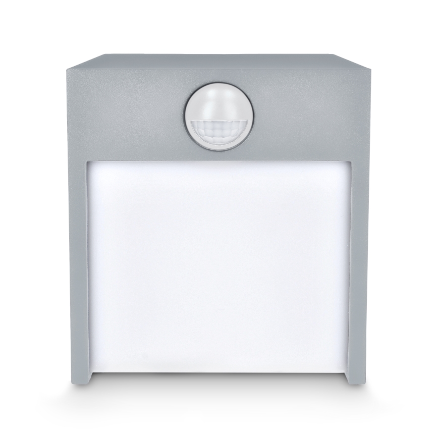 Brilagi - Aplique LED de exterior con sensor TERNI LED/12W/230V gris IP44