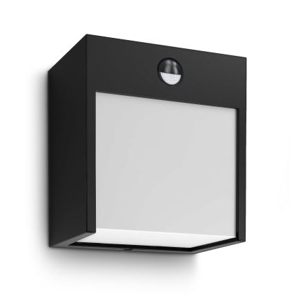 Brilagi - Aplique LED de exterior con sensor TERNI LED/12W/230V negro IP44