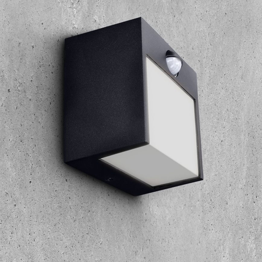Brilagi - Aplique LED de exterior con sensor TERNI LED/12W/230V negro IP44