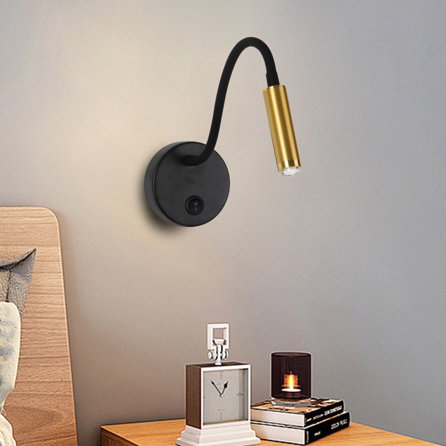 Brilagi - Aplique LED flexible regulable MAYA 1xG9/4W/230V negro/dorado 2700-6500K Wi-Fi Tuya