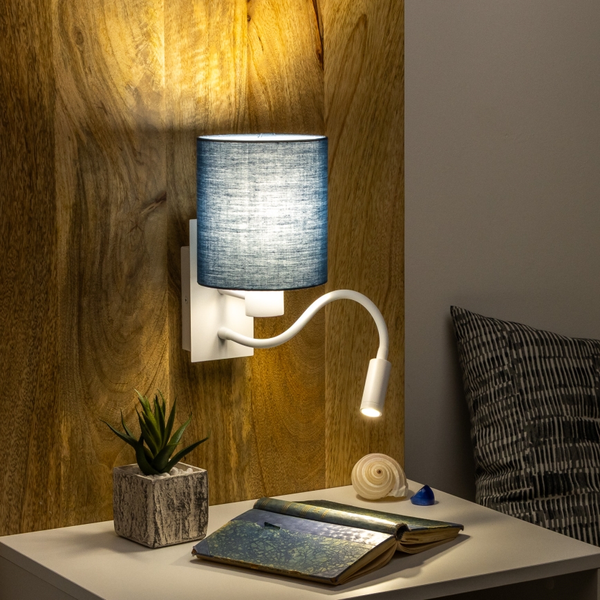 Brilagi - LED Aplique flexible NUBILA 1xE27/25W/230V + LED/3W blanco/azul oscuro