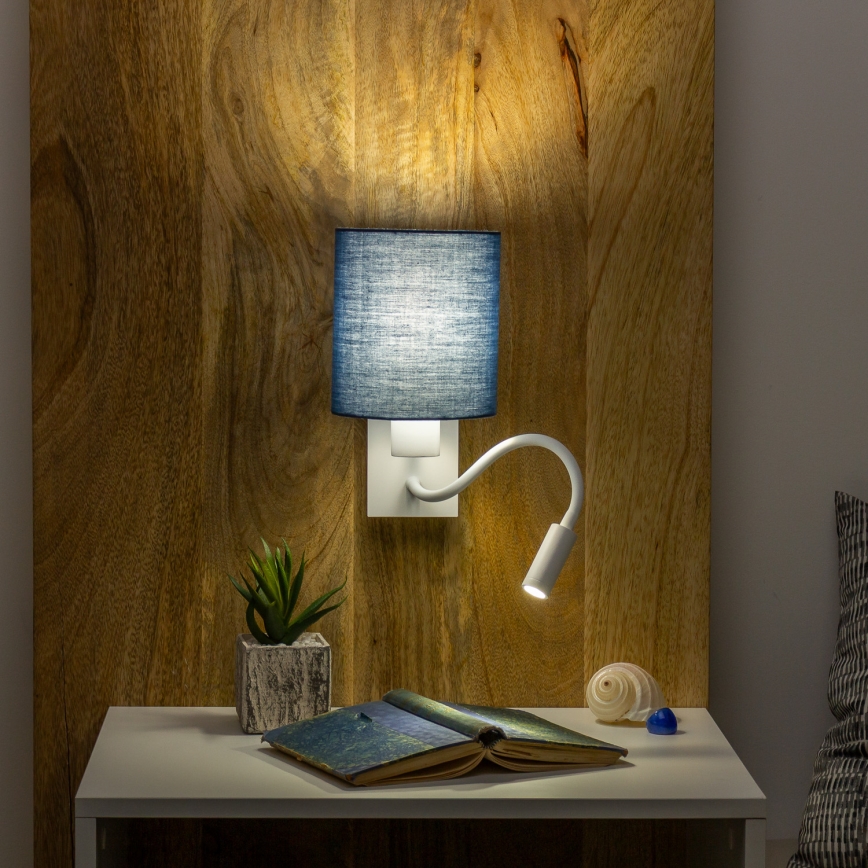 Brilagi - LED Aplique flexible NUBILA 1xE27/25W/230V + LED/3W blanco/azul oscuro