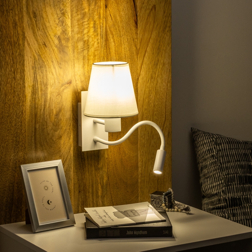 Brilagi - LED Aplique flexible NUBILA 1xE27/25W/230V + LED/3W blanco