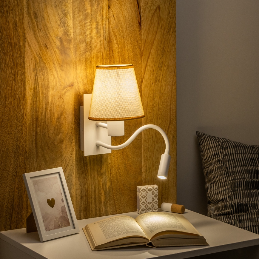 Brilagi - LED Aplique flexible NUBILA 1xE27/25W/230V + LED/3W blanco/marrón claro
