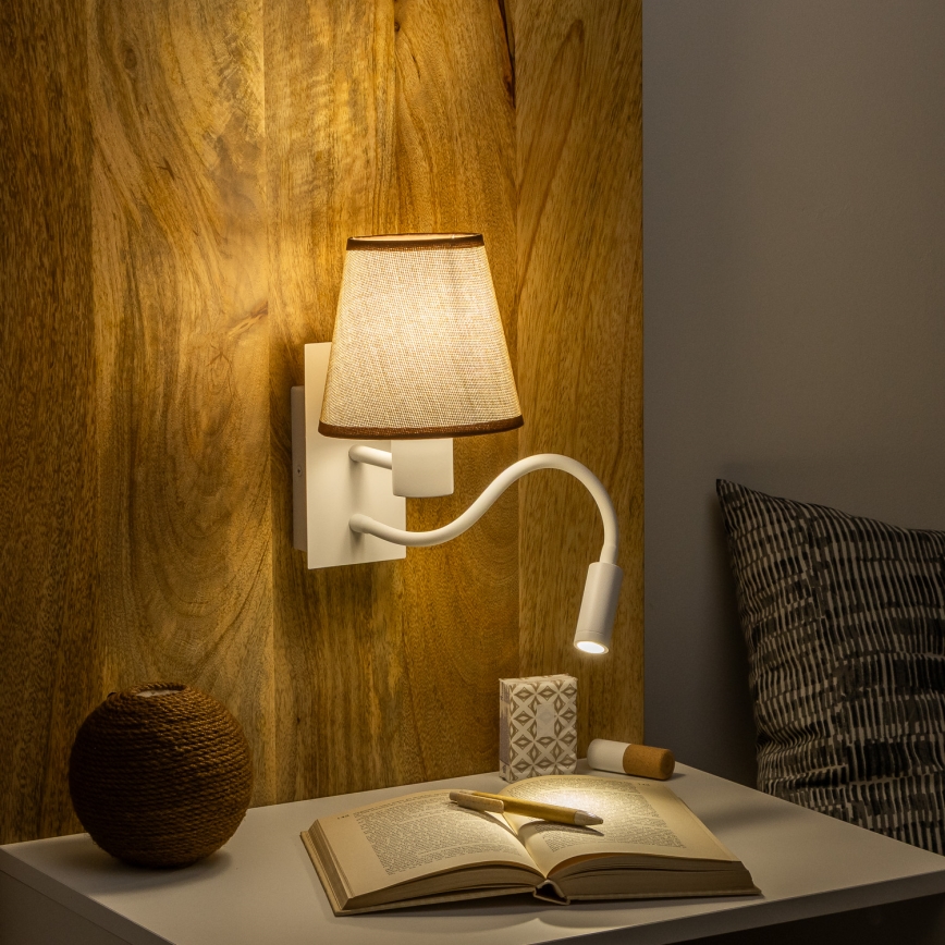 Brilagi - LED Aplique flexible NUBILA 1xE27/25W/230V + LED/3W blanco/marrón