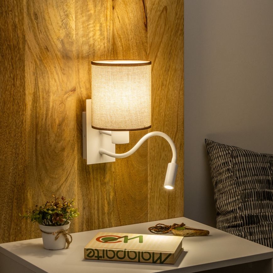 Brilagi - LED Aplique flexible NUBILA 1xE27/25W/230V + LED/3W blanco/marrón