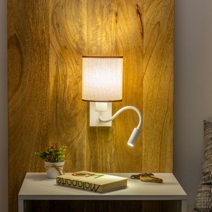 Brilagi - LED Aplique flexible NUBILA 1xE27/25W/230V + LED/3W blanco/marrón