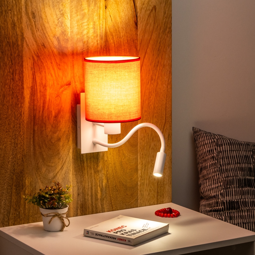 Brilagi - LED Aplique flexible NUBILA 1xE27/25W/230V + LED/3W blanco/rojo