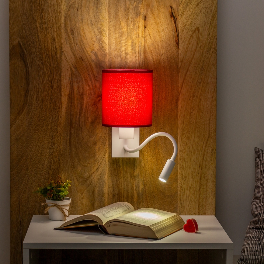 Brilagi - LED Aplique flexible NUBILA 1xE27/25W/230V + LED/3W blanco/rojo pompeyano