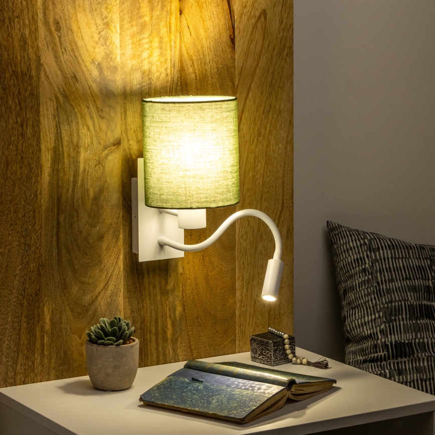 Brilagi - LED Aplique flexible NUBILA 1xE27/25W/230V + LED/3W blanco/verde