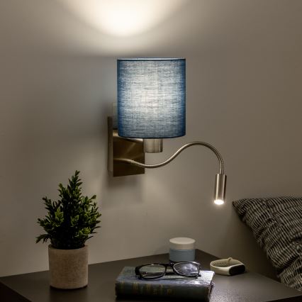 Brilagi - LED Aplique flexible NUBILA 1xE27/25W/230V + LED/3W cromo mate/azul oscuro