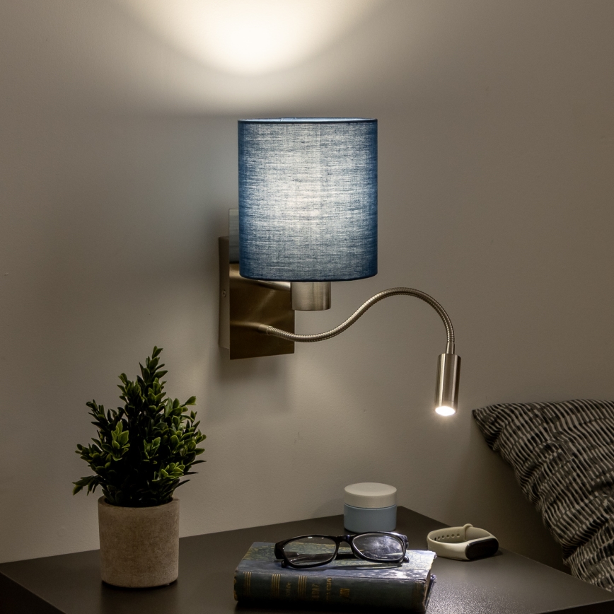 Brilagi - LED Aplique flexible NUBILA 1xE27/25W/230V + LED/3W cromo mate/azul oscuro