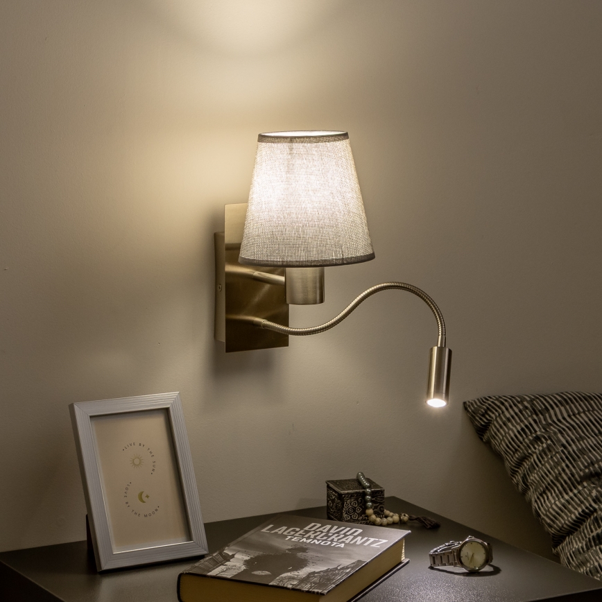 Brilagi - LED Aplique flexible NUBILA 1xE27/25W/230V + LED/3W cromo mate/gris