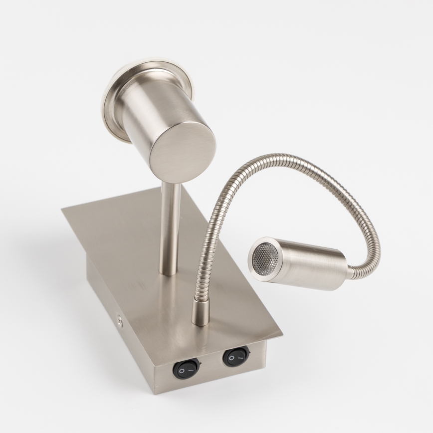 Brilagi - LED Aplique flexible NUBILA 1xE27/25W/230V + LED/3W cromo mate/marrón