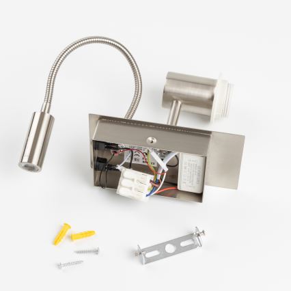 Brilagi - LED Aplique flexible NUBILA 1xE27/25W/230V + LED/3W cromo mate/marrón