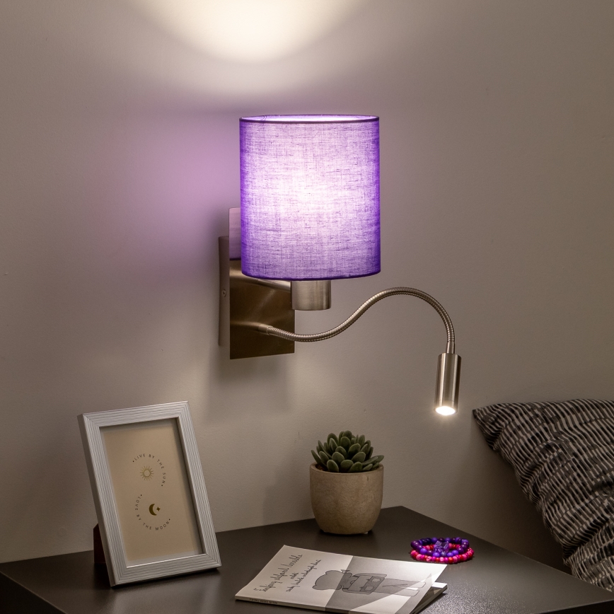 Brilagi - LED Aplique flexible NUBILA 1xE27/25W/230V + LED/3W cromo mate/morado