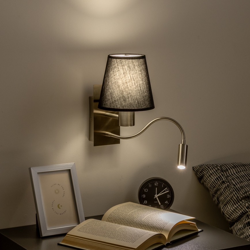 Brilagi - LED Aplique flexible NUBILA 1xE27/25W/230V + LED/3W cromo mate/negro