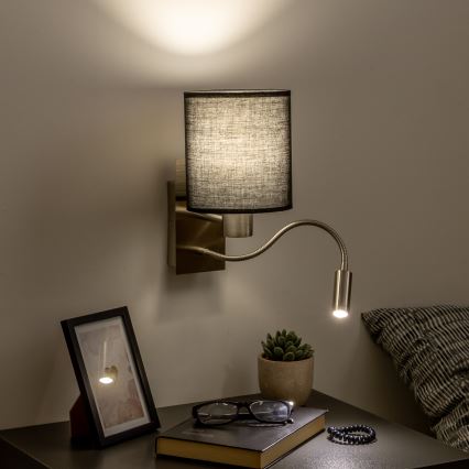 Brilagi - LED Aplique flexible NUBILA 1xE27/25W/230V + LED/3W cromo mate/negro