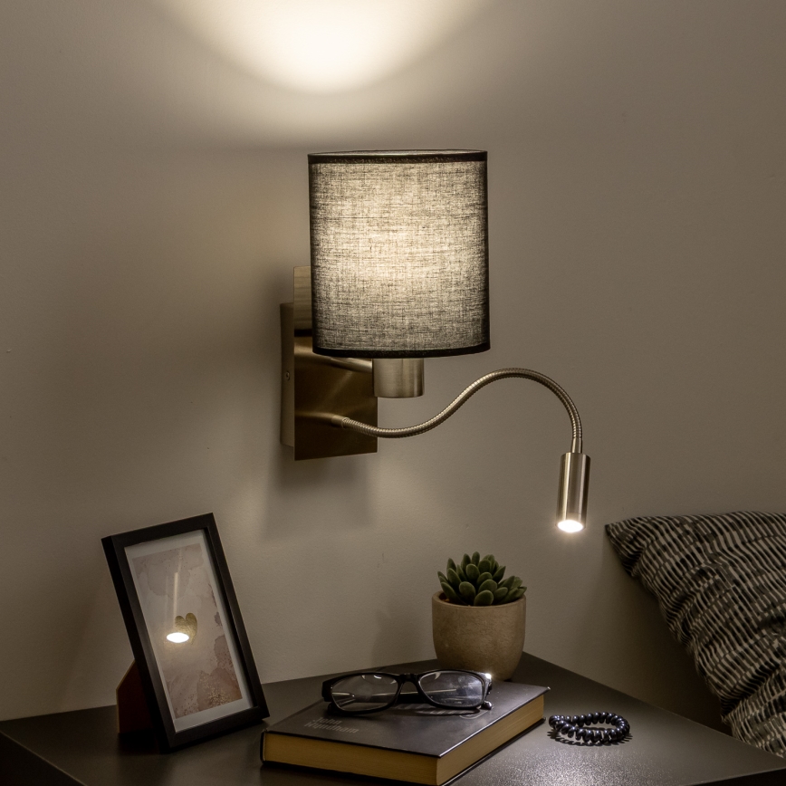 Brilagi - LED Aplique flexible NUBILA 1xE27/25W/230V + LED/3W cromo mate/negro