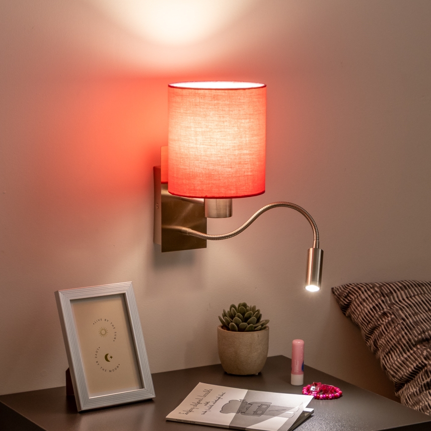 Brilagi - LED Aplique flexible NUBILA 1xE27/25W/230V + LED/3W cromo mate/rosa
