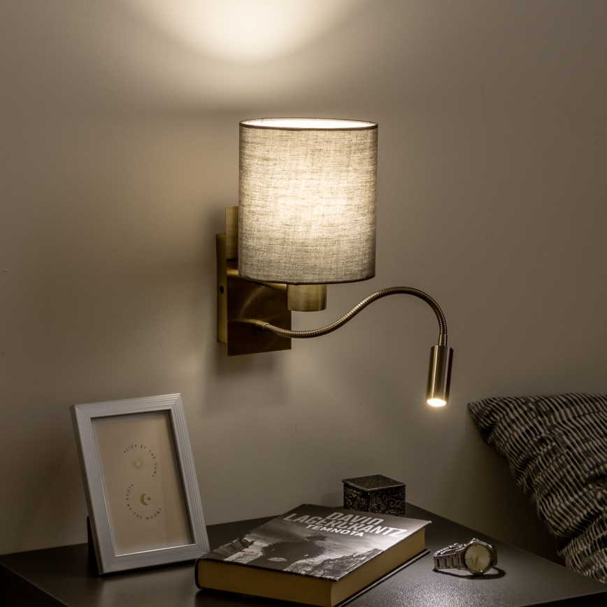 Brilagi - LED Aplique flexible NUBILA 1xE27/25W/230V + LED/3W latón/antracita