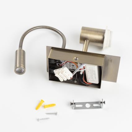 Brilagi - LED Aplique flexible NUBILA 1xE27/25W/230V + LED/3W latón/blanco