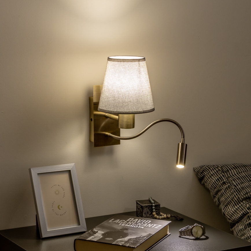 Brilagi - LED Aplique flexible NUBILA 1xE27/25W/230V + LED/3W latón/gris